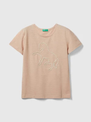 Benetton, T-shirt With Cord Embroidery, size 2XL, Soft Pink, Kids United Colors of Benetton