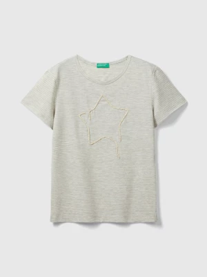 Benetton, T-shirt With Cord Embroidery, size 3XL, Light Gray, Kids United Colors of Benetton