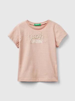 Benetton, T-shirt With Cord Embroidery, size 90, Pastel Pink, Kids United Colors of Benetton