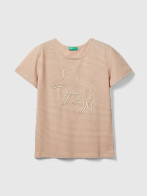 Benetton, T-shirt With Cord Embroidery, size M, Soft Pink, Kids United Colors of Benetton