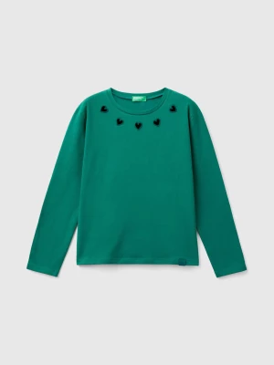 Benetton, T-shirt With Cut-out Hearts, size 2XL, Dark Green, Kids United Colors of Benetton