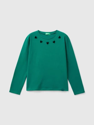 Benetton, T-shirt With Cut-out Hearts, size 3XL, Dark Green, Kids United Colors of Benetton