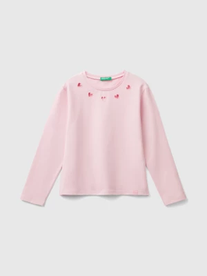 Benetton, T-shirt With Cut-out Hearts, size 3XL, Pink, Kids United Colors of Benetton