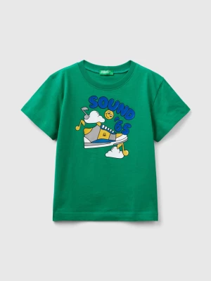 Benetton, T-shirt With Embossed Print, size 104, Green, Kids United Colors of Benetton
