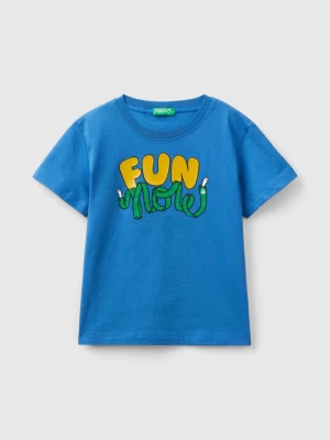 Benetton, T-shirt With Embossed Print, size 82, Blue, Kids United Colors of Benetton