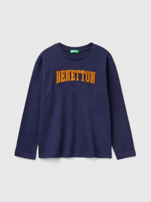 Benetton, T-shirt With Embroidered Logo, size 2XL, Dark Blue, Kids United Colors of Benetton