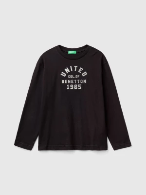 Benetton, T-shirt With Embroidered Logo, size 3XL, Black, Kids United Colors of Benetton