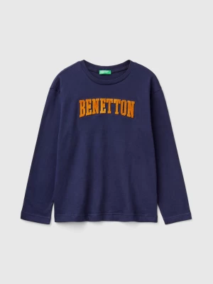 Benetton, T-shirt With Embroidered Logo, size M, Dark Blue, Kids United Colors of Benetton