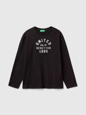 Benetton, T-shirt With Embroidered Logo, size S, Black, Kids United Colors of Benetton