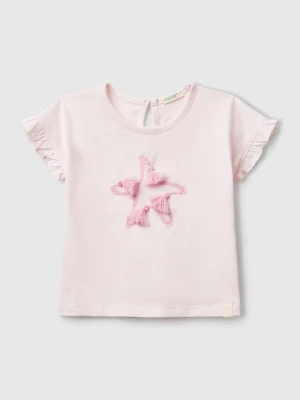 Benetton, T-shirt With Embroidery And Tassels, size 82, Pink, Kids United Colors of Benetton