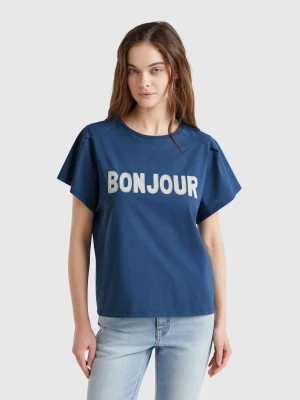 Zdjęcie produktu Benetton, T-shirt With Embroidery, size XXS, Air Force Blue, Women United Colors of Benetton