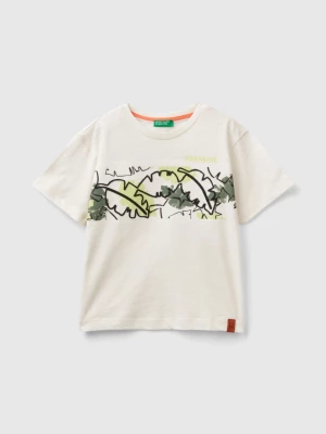 Benetton, T-shirt With Exotic Print, size 104, Creamy White, Kids United Colors of Benetton