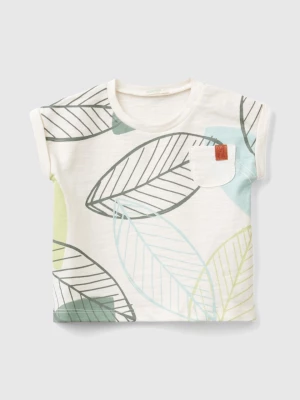 Benetton, T-shirt With Exotic Print, size 50, Creamy White, Kids United Colors of Benetton