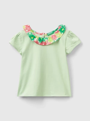 Benetton, T-shirt With Floral Collar, size 104, Light Green, Kids United Colors of Benetton