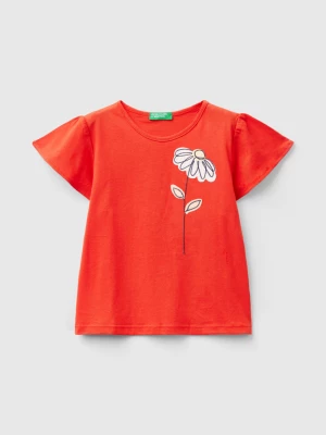 Benetton, T-shirt With Floral Embroidery, size 104, Red, Kids United Colors of Benetton