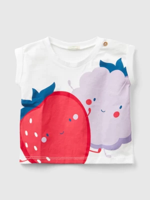 Benetton, T-shirt With Fruit Print, size 50, White, Kids United Colors of Benetton
