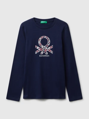 Benetton, T-shirt With Glitter Print, size XL, Dark Blue, Kids United Colors of Benetton