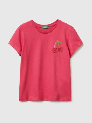 Benetton, T-shirt With Glitter Print, Size: XL, Plum, Kids United Colors of Benetton