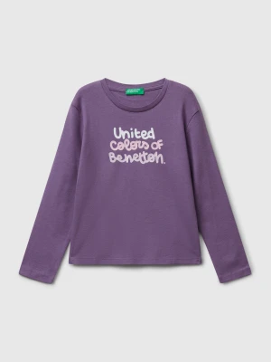 Benetton, T-shirt With Glittery Logo In Cotton, Size: 104, Kids United Colors of Benetton