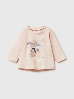 Benetton, T-shirt With Glittery Print, Size: 82, Soft Pink, Kids United Colors of Benetton