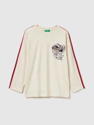 Benetton, T-shirt With Graffiti Print, Size: XL, Creamy White, Kids United Colors of Benetton