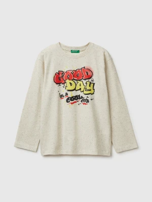 Benetton, T-shirt With Graffiti Print, Size: XL, Creamy White, Kids United Colors of Benetton