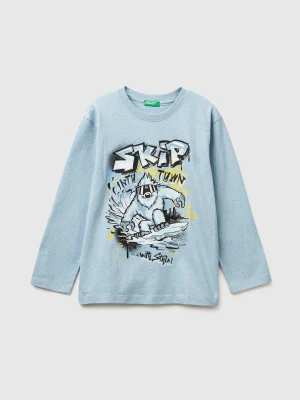 Benetton, T-shirt With Graffiti Print, Size: XL, Light Blue, Kids United Colors of Benetton