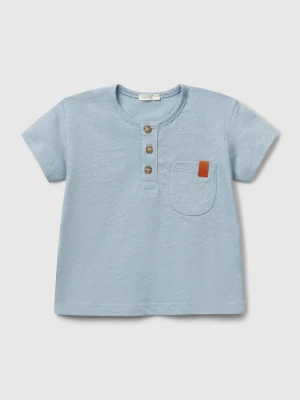 Benetton, T-shirt With Henley Neck, size 82, Light Blue, Kids United Colors of Benetton
