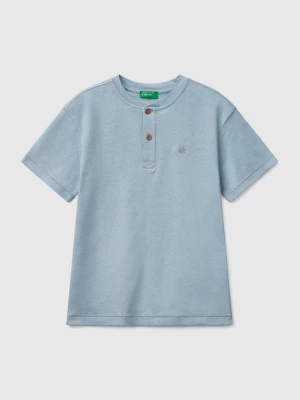 Benetton, T-shirt With Henley Neck, size XL, Light Blue, Kids United Colors of Benetton