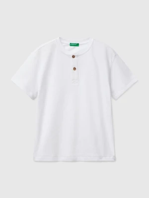 Benetton, T-shirt With Henley Neck, size XL, White, Kids United Colors of Benetton