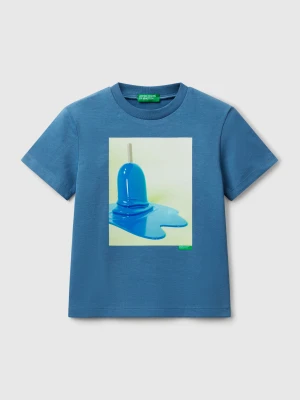 Benetton, T-shirt With Ice Cream Print, size 104, Light Blue, Kids United Colors of Benetton
