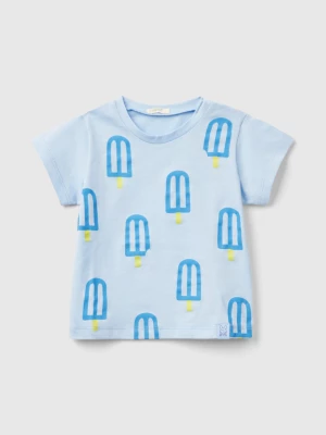 Benetton, T-shirt With Ice Cream Print, size 82, Sky Blue, Kids United Colors of Benetton