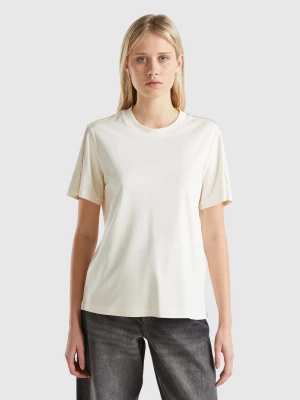 Benetton, T-shirt With Jewel Effect Applique, size S, Creamy White, Women United Colors of Benetton