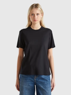 Benetton, T-shirt With Jewel Effect Applique, size XL, Black, Women United Colors of Benetton