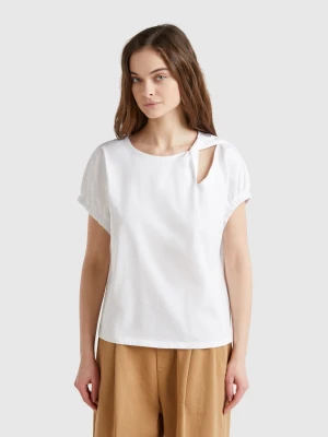 Benetton, T-shirt With Knot And Cut-out, size XXS, White, Women United Colors of Benetton