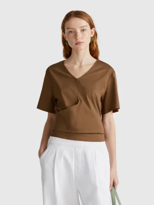 Benetton, T-shirt With Knot On The Back, size XXS, Brown, Women United Colors of Benetton