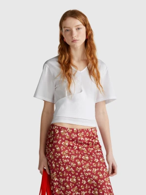 Benetton, T-shirt With Knot On The Back, size XXS, White, Women United Colors of Benetton