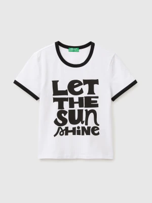 Zdjęcie produktu Benetton, T-shirt With Lettering Print, White, Women United Colors Of Benetton