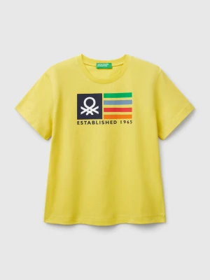 Benetton, T-shirt With Logo Print, Size: 98, Lime, Kids United Colors of Benetton