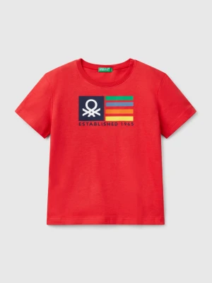 Benetton, T-shirt With Logo Print, size 116, Red, Kids United Colors of Benetton