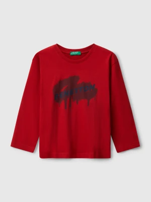 Benetton, T-shirt With Logo Print, Size: 116, Red, Kids United Colors of Benetton