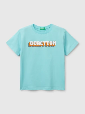 Benetton, T-shirt With Logo Print, size 116, Turquoise, Kids United Colors of Benetton