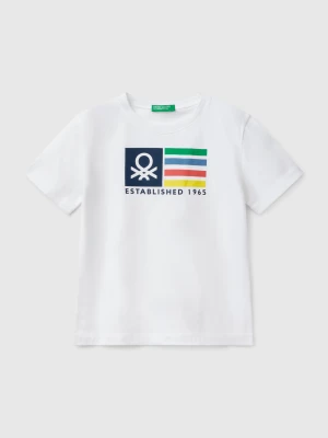 Benetton, T-shirt With Logo Print, size 116, White, Kids United Colors of Benetton