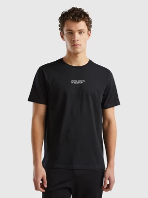 Benetton, T-shirt With Logo Print, size M, Black, Men United Colors of Benetton