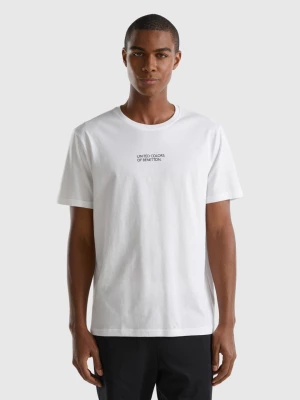 Benetton, T-shirt With Logo Print, size M, White, Men United Colors of Benetton