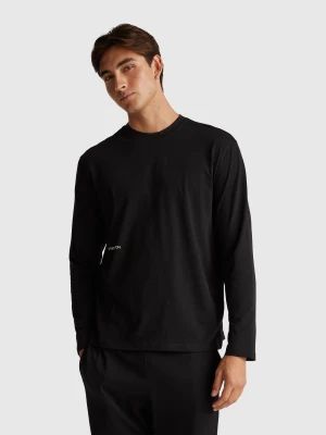Benetton, T-shirt With Logo Print, Size: XL, Black, Men United Colors of Benetton