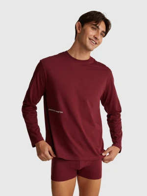 Benetton, T-shirt With Logo Print, Size: XL, Burgundy, Men United Colors of Benetton