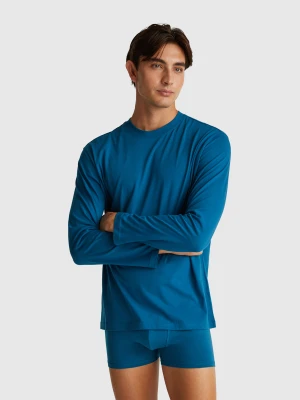 Benetton, T-shirt With Logo Print, Size: XL, Teal, Men United Colors of Benetton
