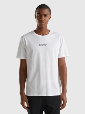 Benetton, T-shirt With Logo Print, size XL, White, Men United Colors of Benetton