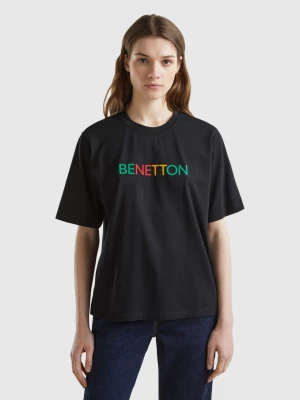 Benetton, T-shirt With Logo Print, size XXS, Black, Women United Colors of Benetton
